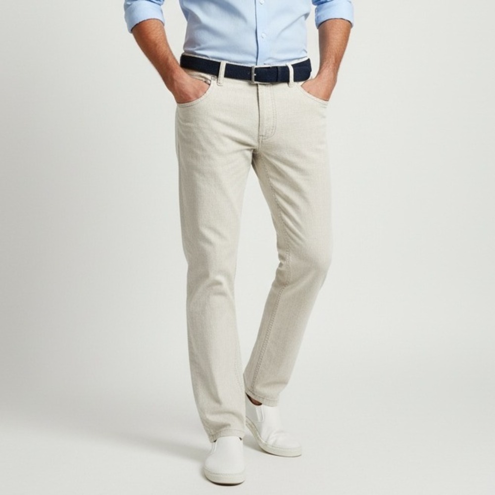 ALBERTO Men's W31‎ L34 Stone Linen Stretch Modern Fit Pants